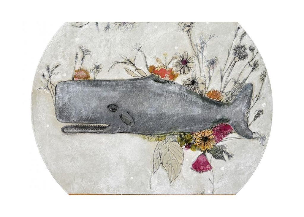 Whale Set Against A Backdrop Of Delicate Flowers