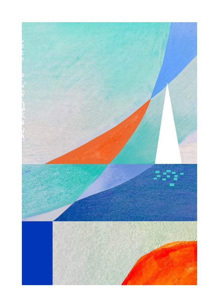 Abstract Seascape With White Sailboat On The Mediterranean French Riviera Wall Art