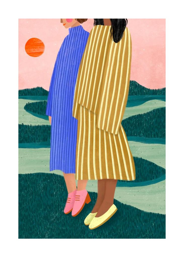 Friends With Striped Dresses