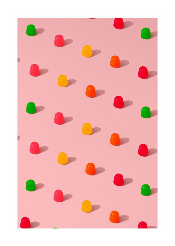 Dots Candy Gum Drops Repeating Pattern On Pink Background