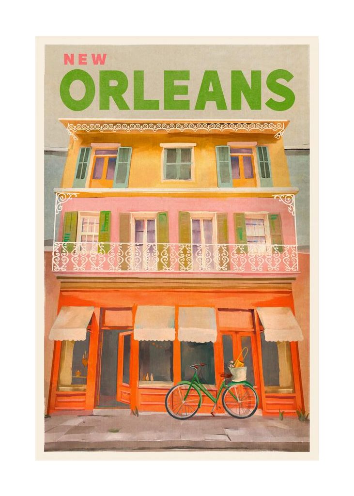 New Orleans Louisiana Vintage Travel Poster