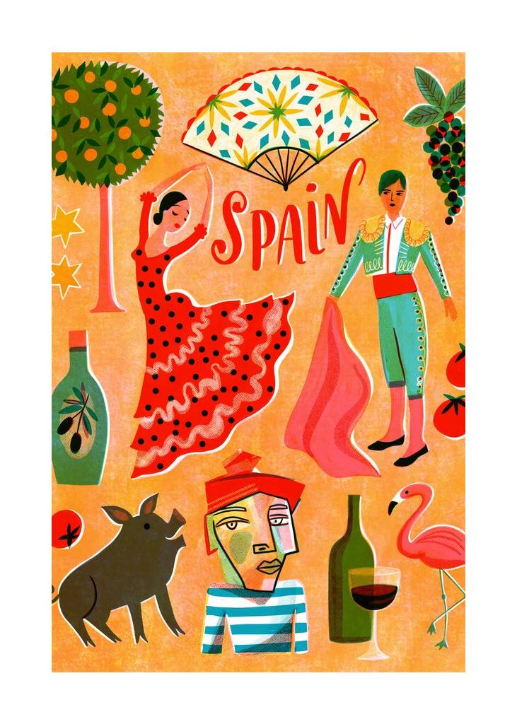Screenprint Vintage Travel Spain