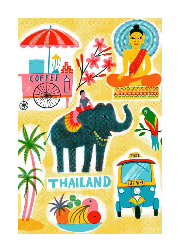 Screenprint Vintage Travel Thailand