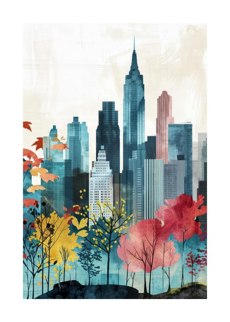 New York City Watercolor Digital Painting 1
