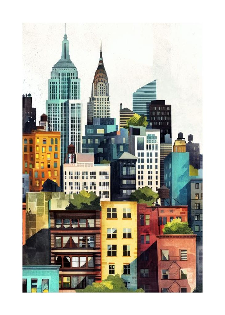 New York City Watercolor Digital Painting 2