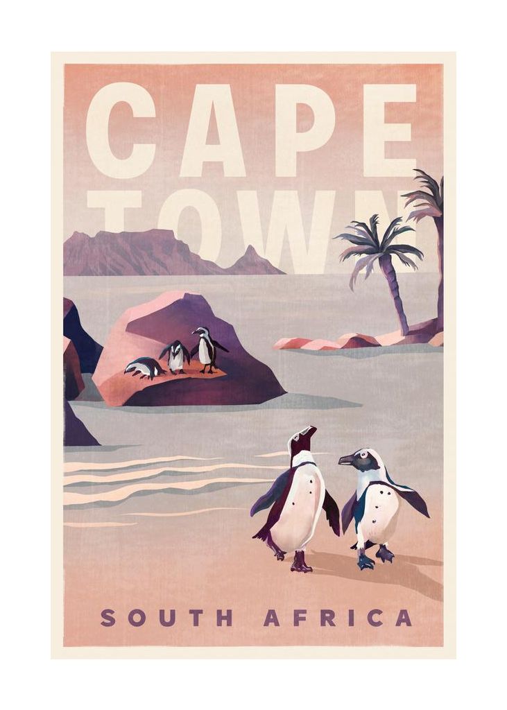 Cape Town South Africa Vintage Travel Art
