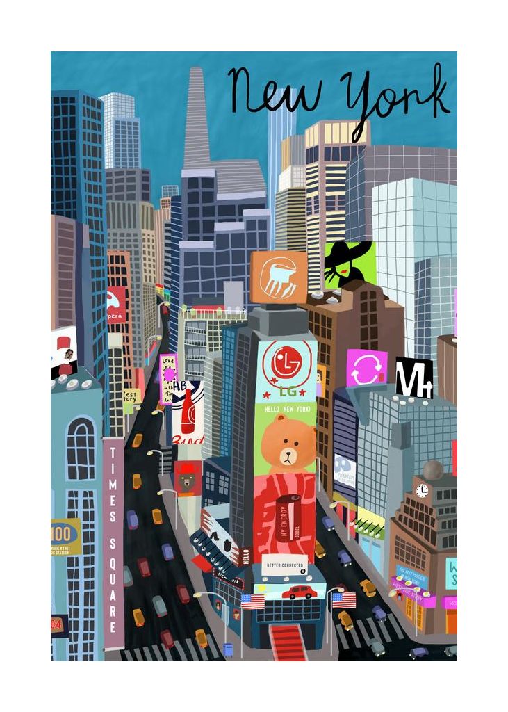 Times Square New York Illustration By Artist Carla Daly
