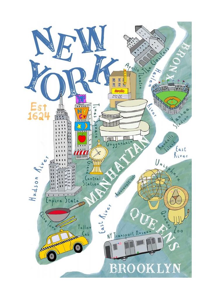 Illustrated Map Of New York By Artist Carla Daly