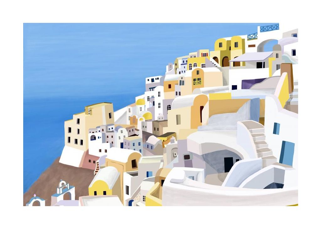 Santorini Greece Cliff View By Artist Carla Daly