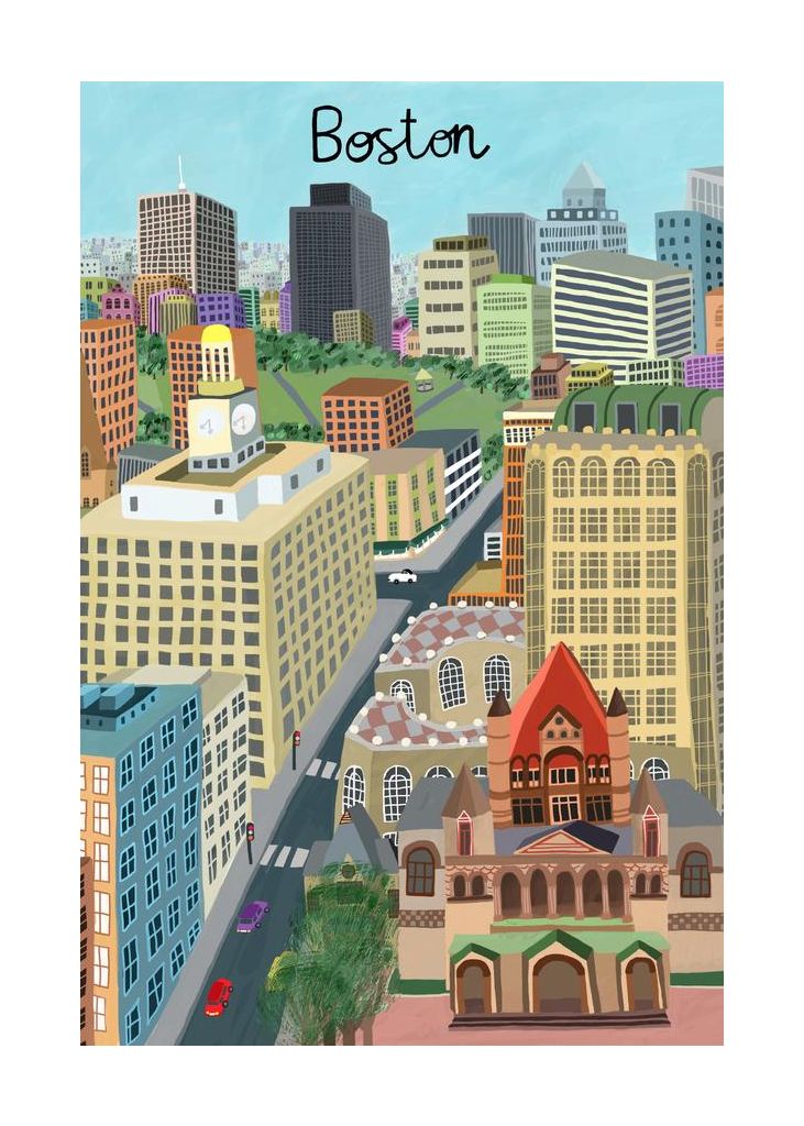 Trinity Church And Boston City Skyline By Artist Carla Daly