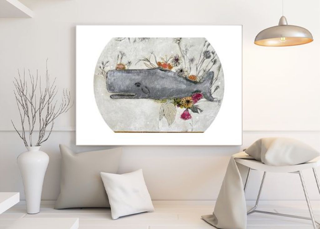 Whale Set Against A Backdrop Of Delicate Flowers