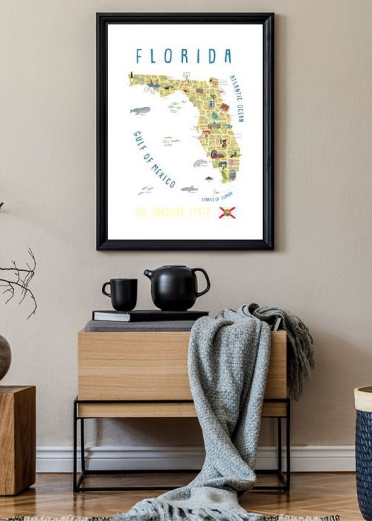 Illustrated Map Of Florida By Artist Carla Daly