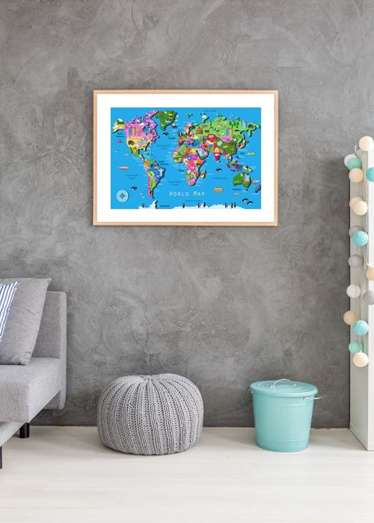 Illustrated World Map With Countries And Continents By Carla Daly