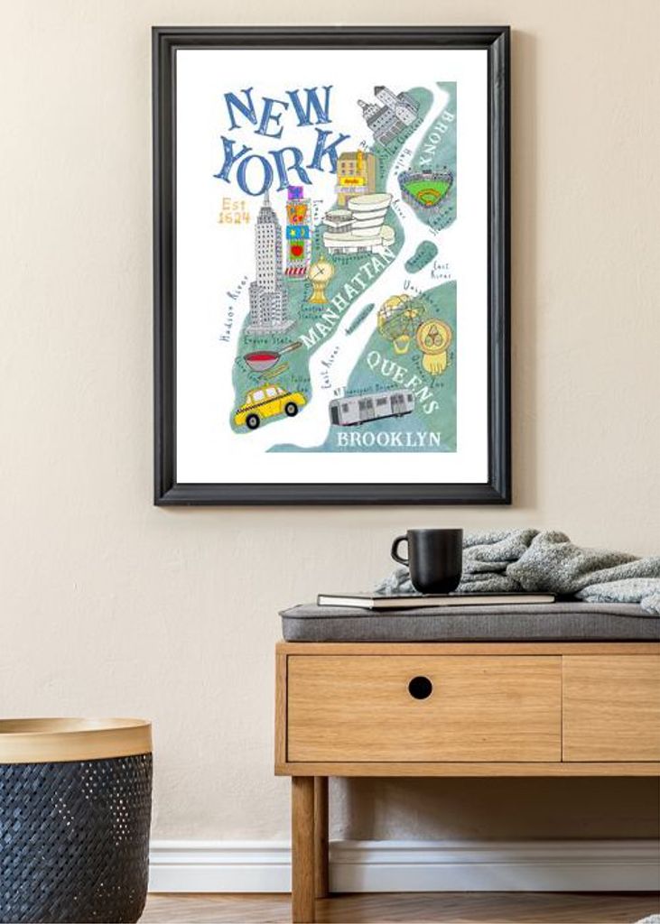 Illustrated Map Of New York By Artist Carla Daly