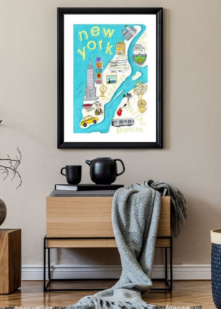 Brightly Colored Illustrated Map Of New York By Map Artist Carla Daly