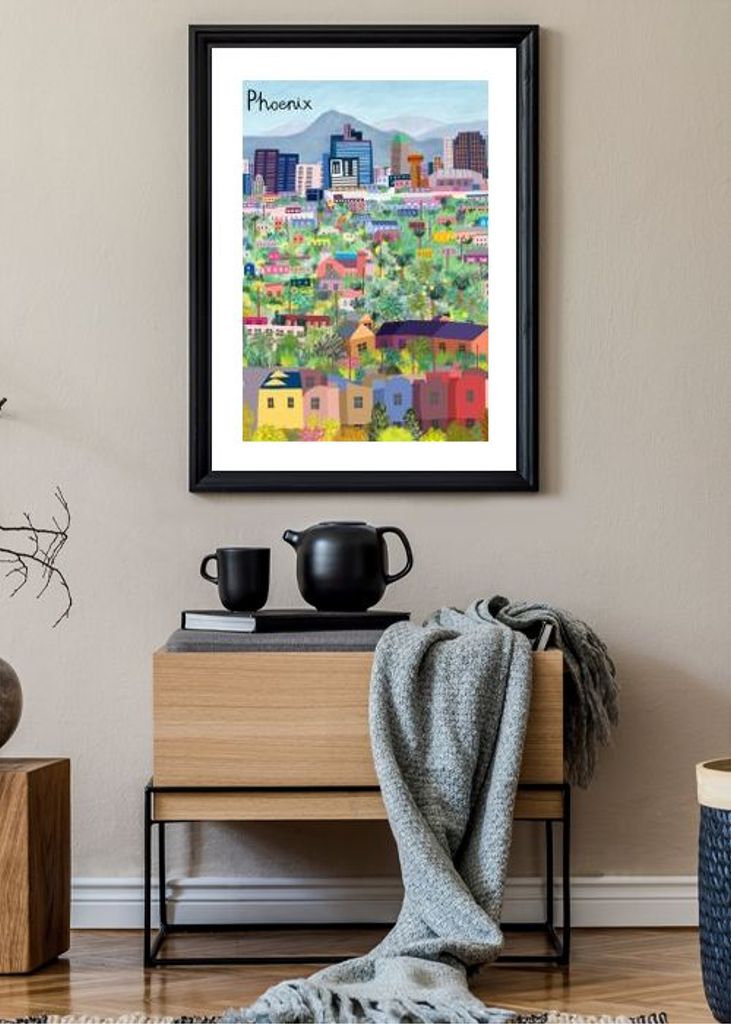 View Over Phoenix Arizona Illustrated By Artist Carla Daly