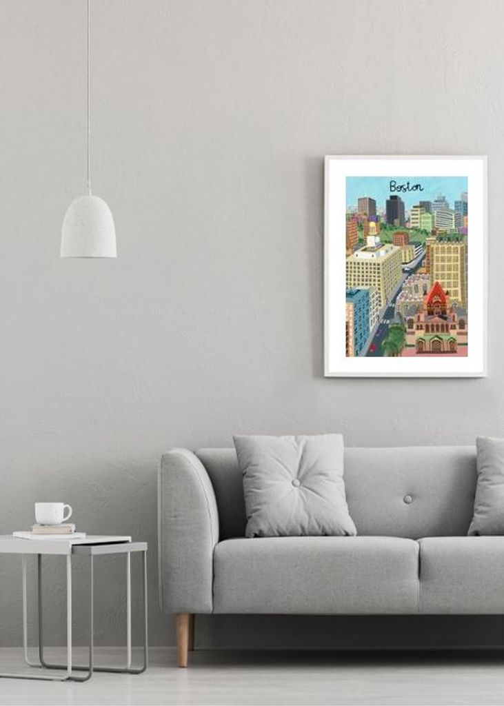Trinity Church And Boston City Skyline By Artist Carla Daly