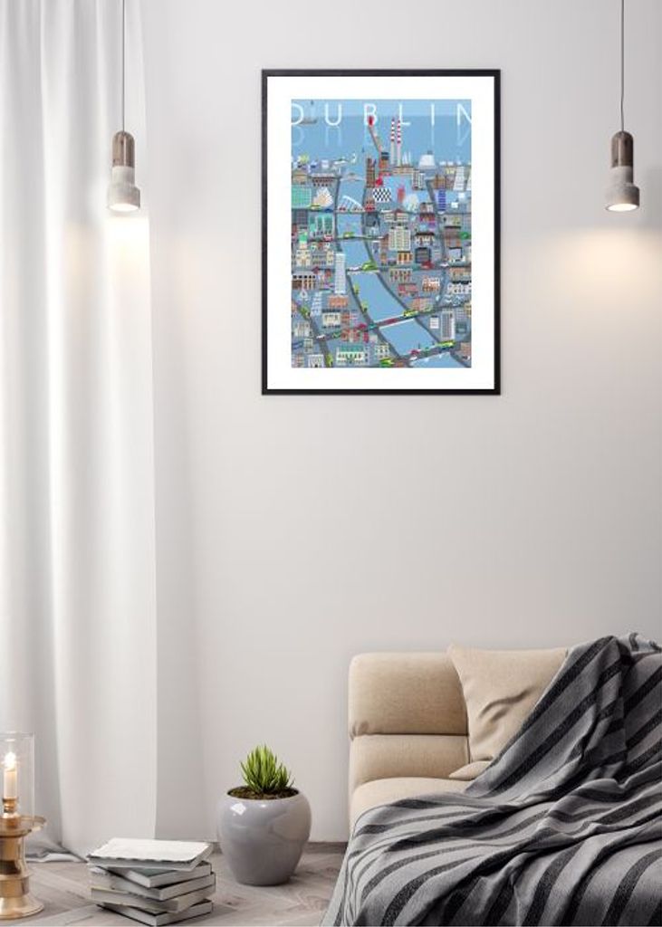 Illustrated View Of Dublin City Ireland By Artist Carla Daly