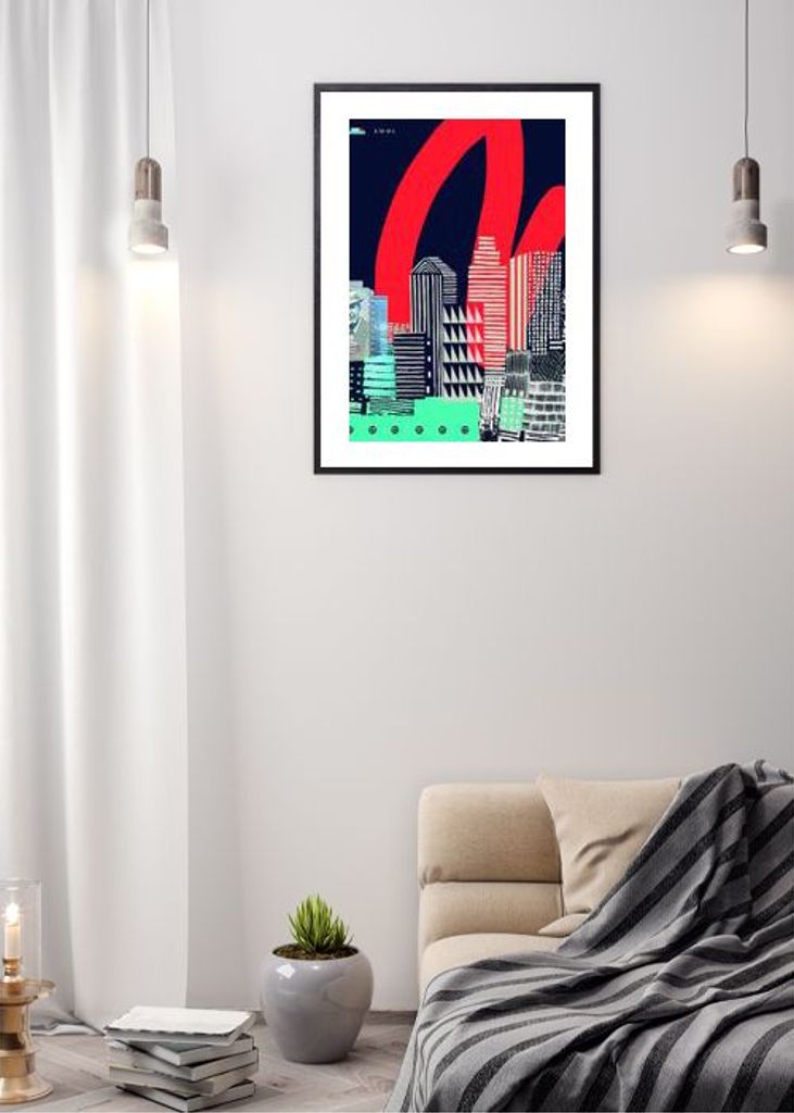 Urban Skyline Art Montreal City Graphic Wall Poster