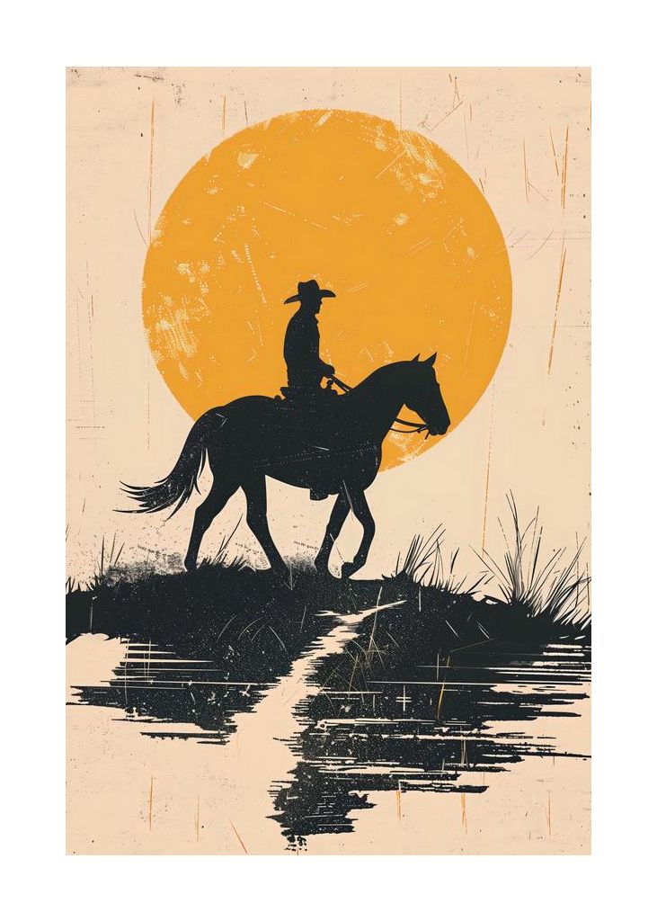 Cowboy In The Sunset