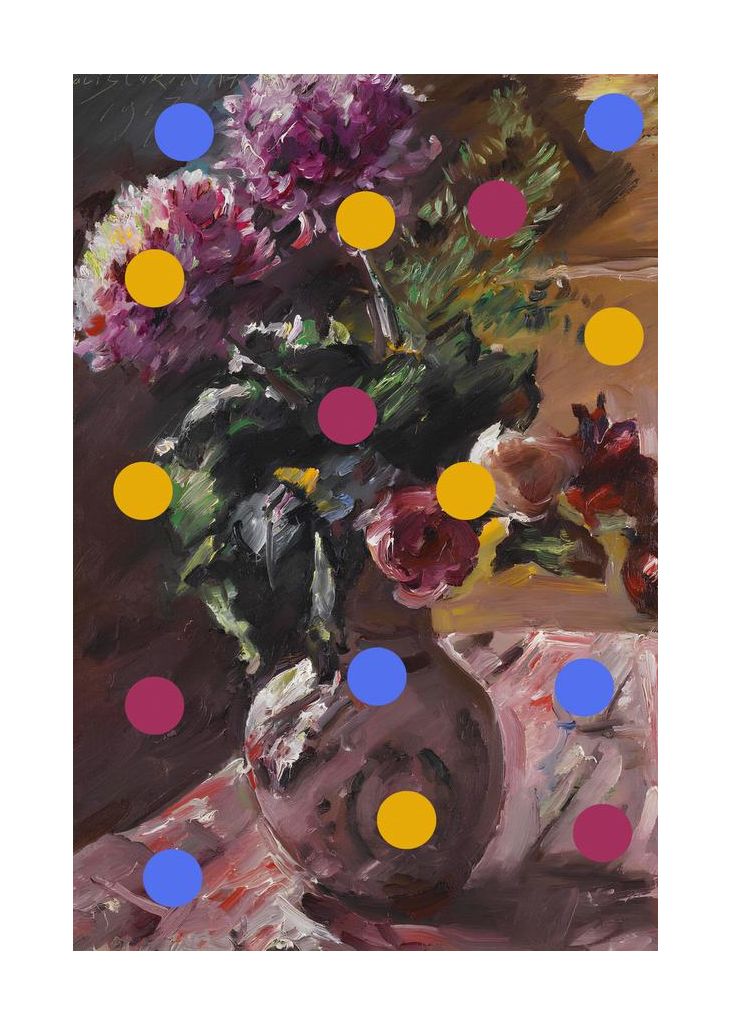 Classic Vase Of Flowers And Dots