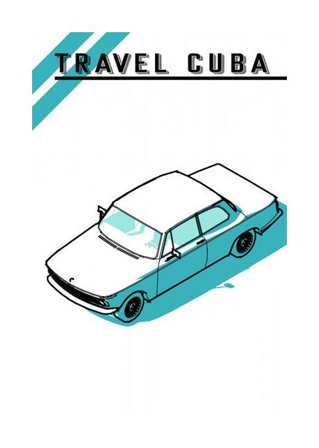 Travel Cuba Blue Car