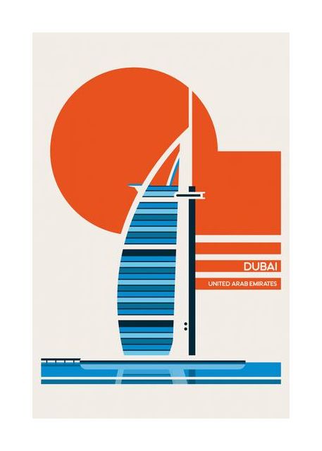 Dubai Burj Al Arab Minimalist Retro Travel Print