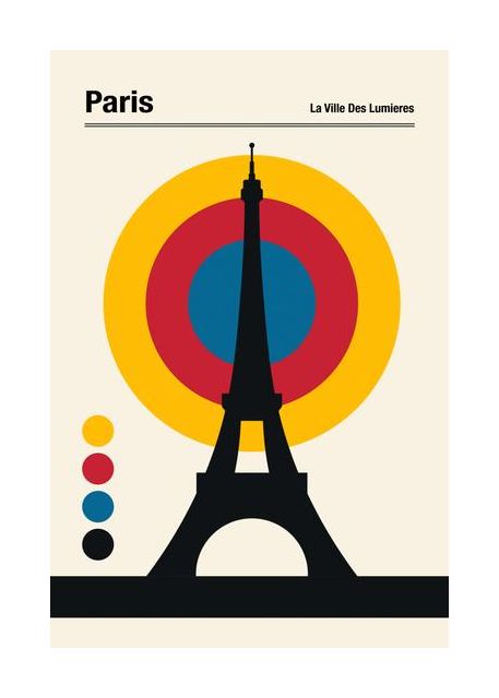 Paris Eiffel Tower Retro Travel Print