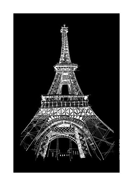 Eiffel Tower Architectural Drawing Paris City Art Print