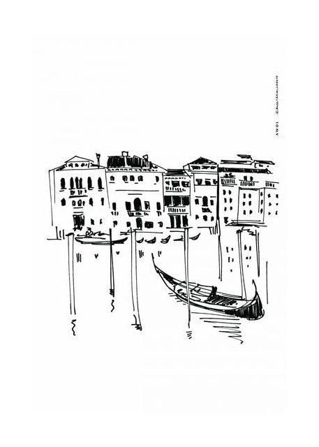 Venice Grand Canal With Gondola Italy Travel Art Print