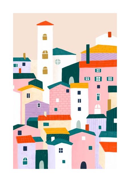 Colorful Village Scene