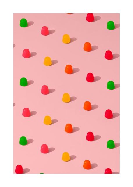 Dots Candy Gum Drops Repeating Pattern On Pink Background
