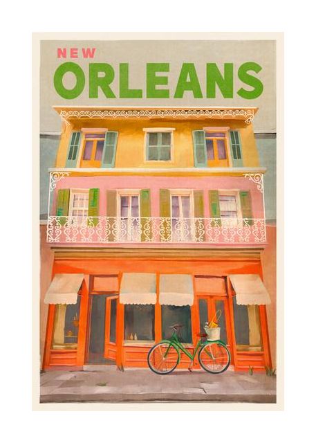 New Orleans Louisiana Vintage Travel Poster