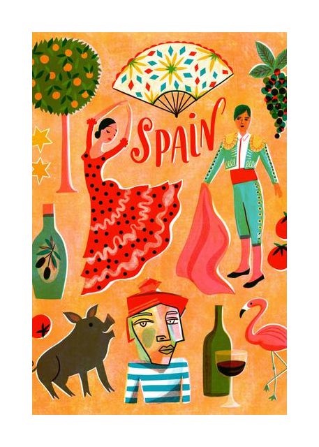 Screenprint Vintage Travel Spain
