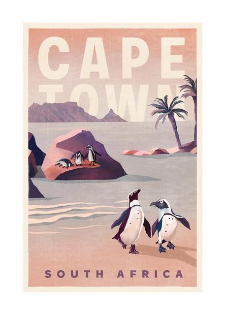 Cape Town South Africa Vintage Travel Art