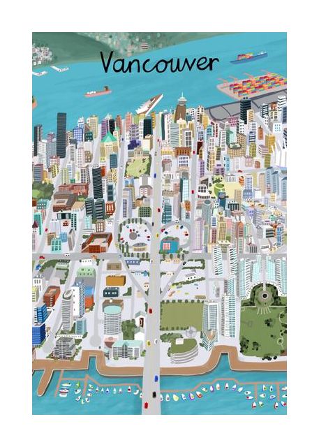 View Over Vancouver City By Artist Carla Daly